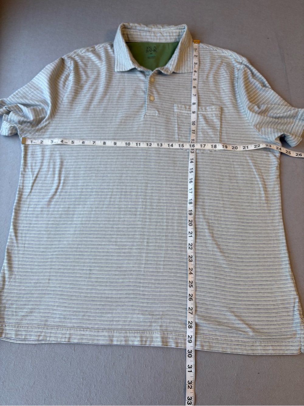 Jos. A. Bank Tailored Fit Green and Navy Striped Cotton Men’s Polo Shirt Sz XL - Picture 5 of 5